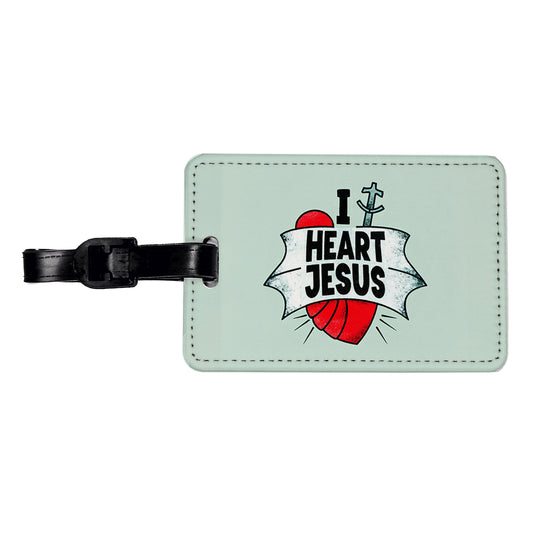 I Heart Jesus Love Travel Faux Leather Luggage Tag