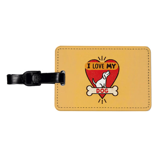 I Love My Dog Heart Travel Faux Leather Luggage Tag