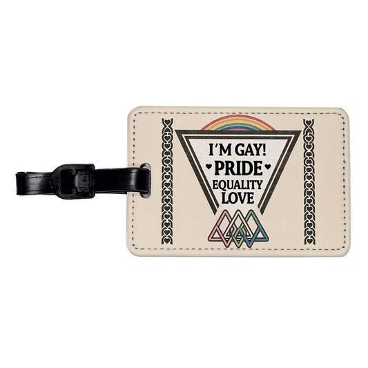 I'm Gay Pride LGBTQ Rainbow Love Travel Faux Leather Luggage Tag