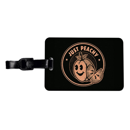 Just Peachy Black Background Travel Faux Leather Luggage Tag