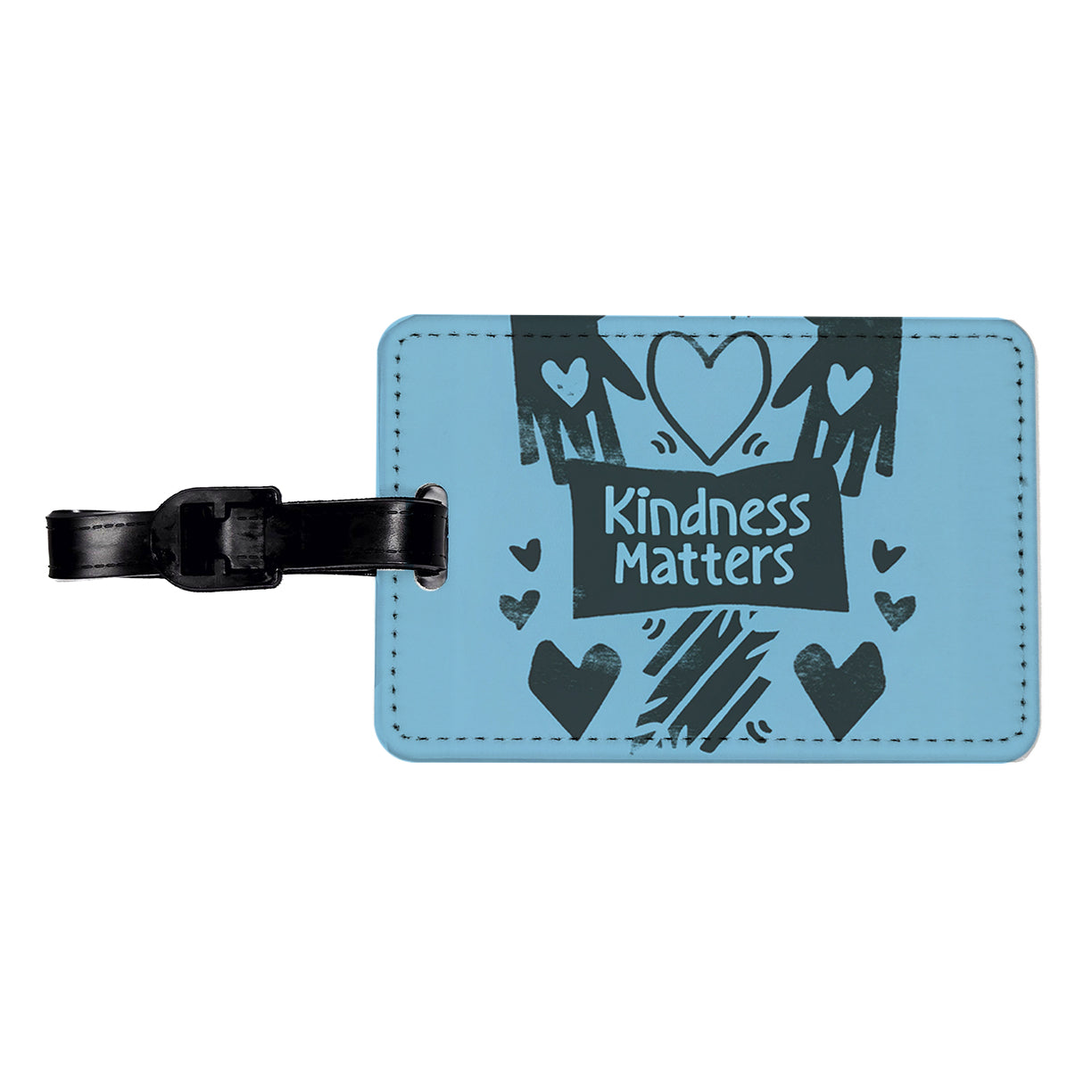 Kindness Matters Black Blue Travel Faux Leather Luggage Tag