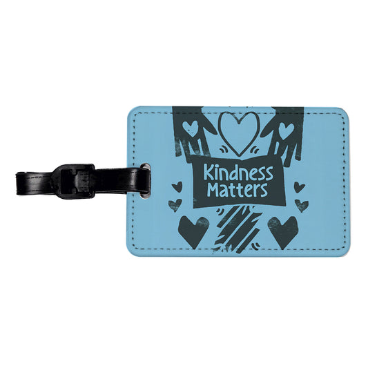 Kindness Matters Black Blue Travel Faux Leather Luggage Tag
