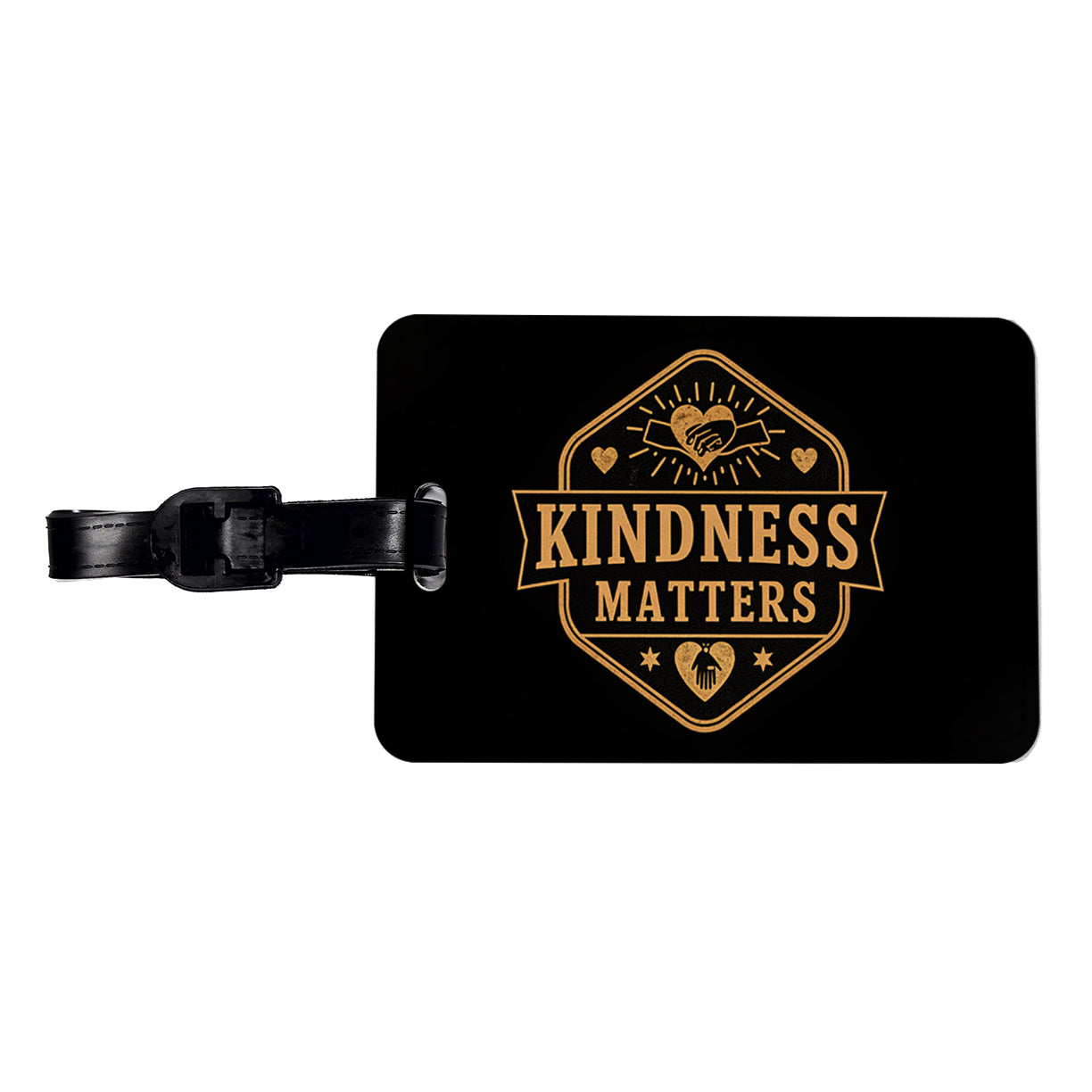 Kindness Matters Black Tan Travel Faux Leather Luggage Tag