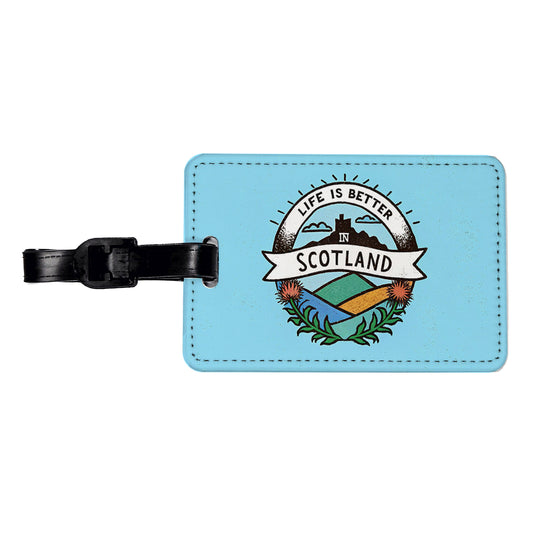 Life Is Better In Scotland Travel Faux Leather Luggage Tag