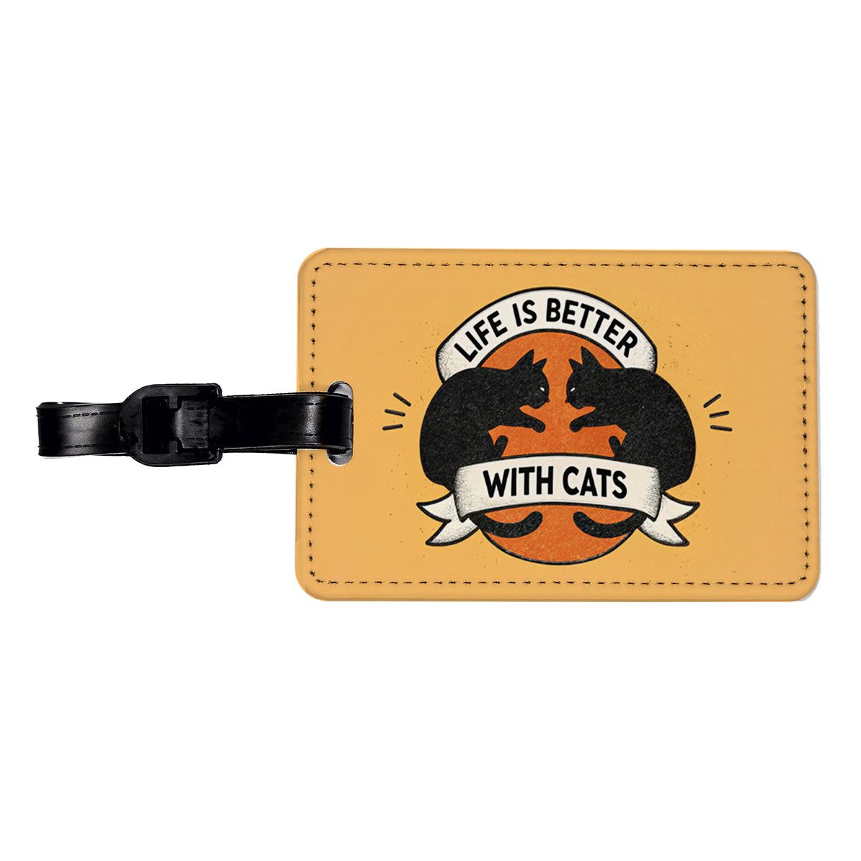Life Is Better With Cats Travel Faux Leather Luggage Tag