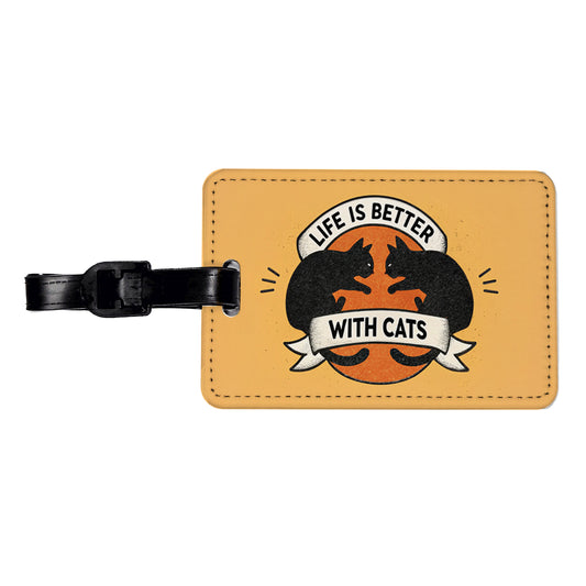 Life Is Better With Cats Travel Faux Leather Luggage Tag