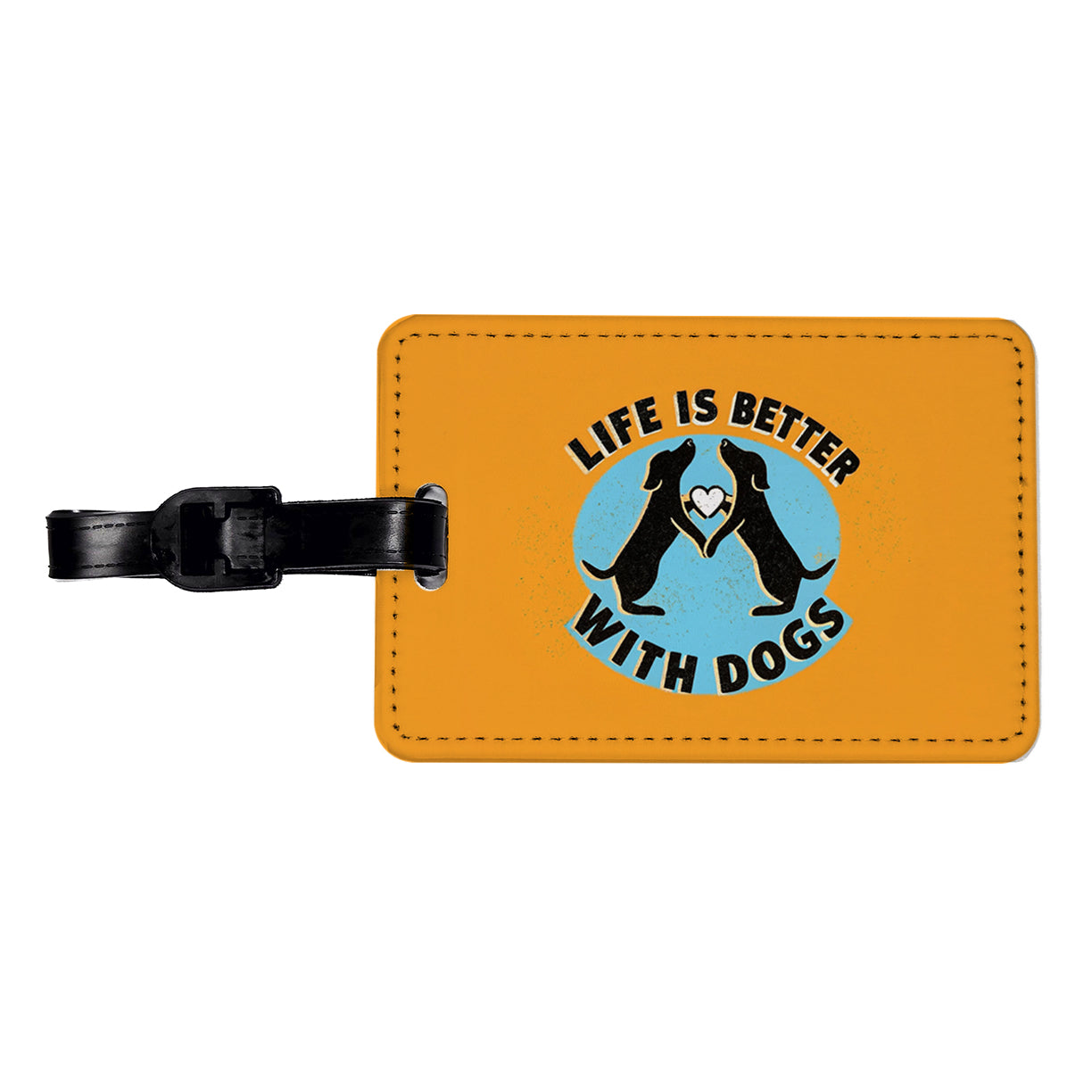 Life Is Better With Dogs Heart Travel Faux Leather Luggage Tag
