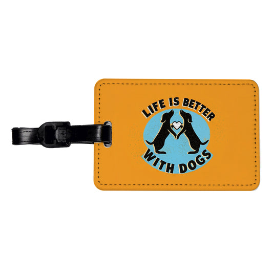 Life Is Better With Dogs Heart Travel Faux Leather Luggage Tag