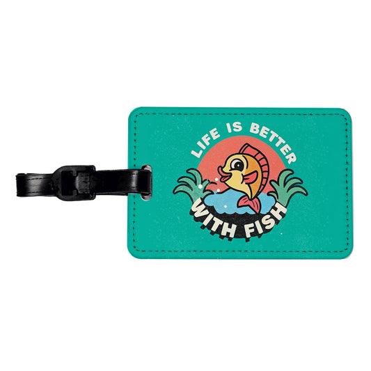 Life Is Better With Fish Fishing Travel Faux Leather Luggage Tag