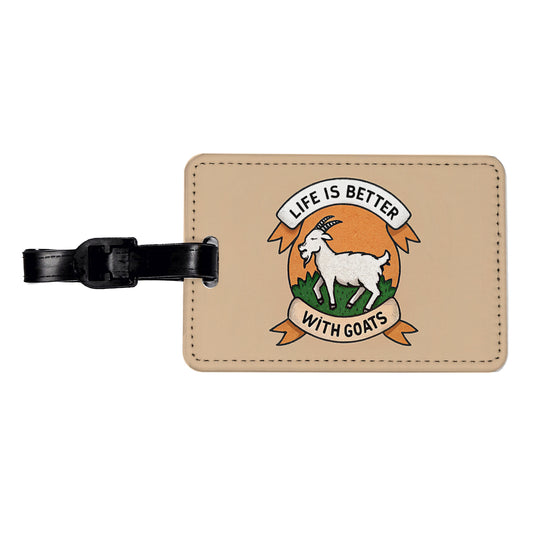 Life Is Better With Goats Travel Faux Leather Luggage Tag