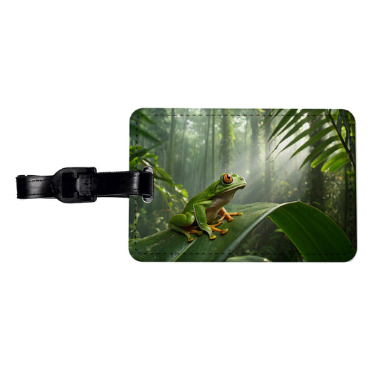 Puerto Rico Frog Cute Travel Faux Leather Luggage Tag