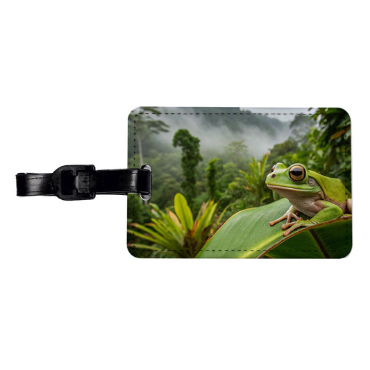 Puerto Rico Frog On Leaf Travel Faux Leather Luggage Tag