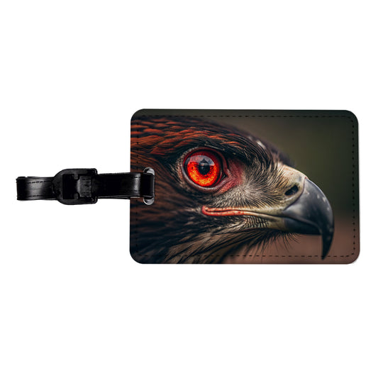 Red Eyes Hawk Bird Travel Faux Leather Luggage Tag