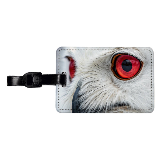 Red Eyes Owl Bird Travel Faux Leather Luggage Tag