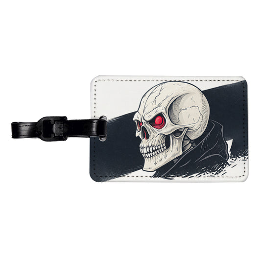 Skull With Red Eyes Menacing Travel Faux Leather Luggage Tag