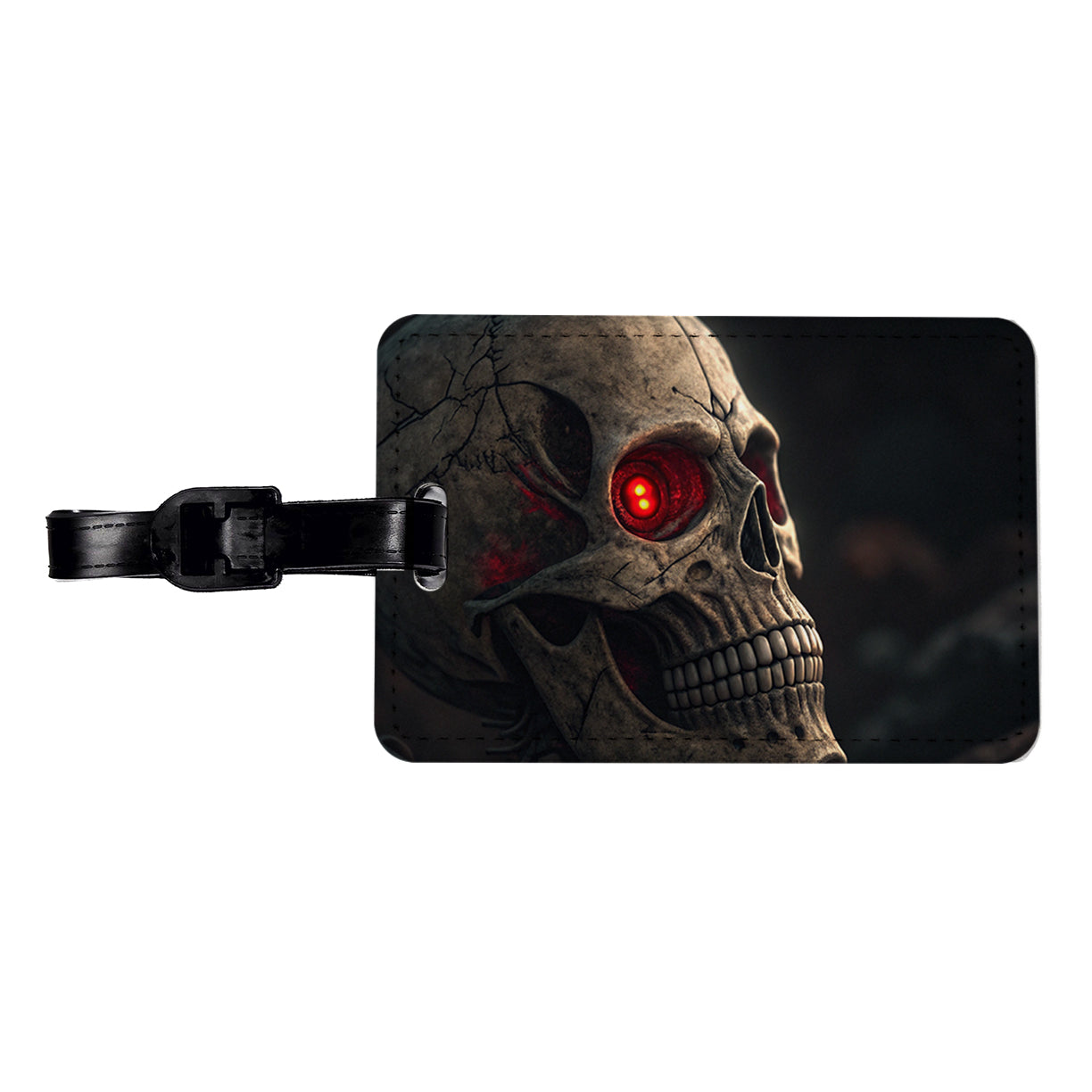 Skull With Red Eyes Travel Faux Leather Luggage Tag