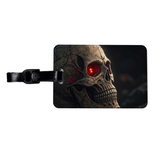 Skull With Red Eyes Travel Faux Leather Luggage Tag
