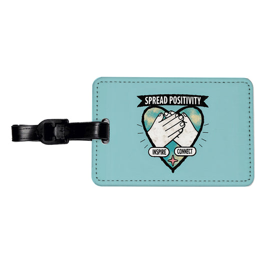 Spread Positivity Blue Travel Faux Leather Luggage Tag