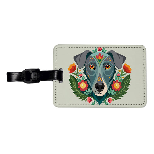 Weimador Head Floral Motif Travel Faux Leather Luggage Tag