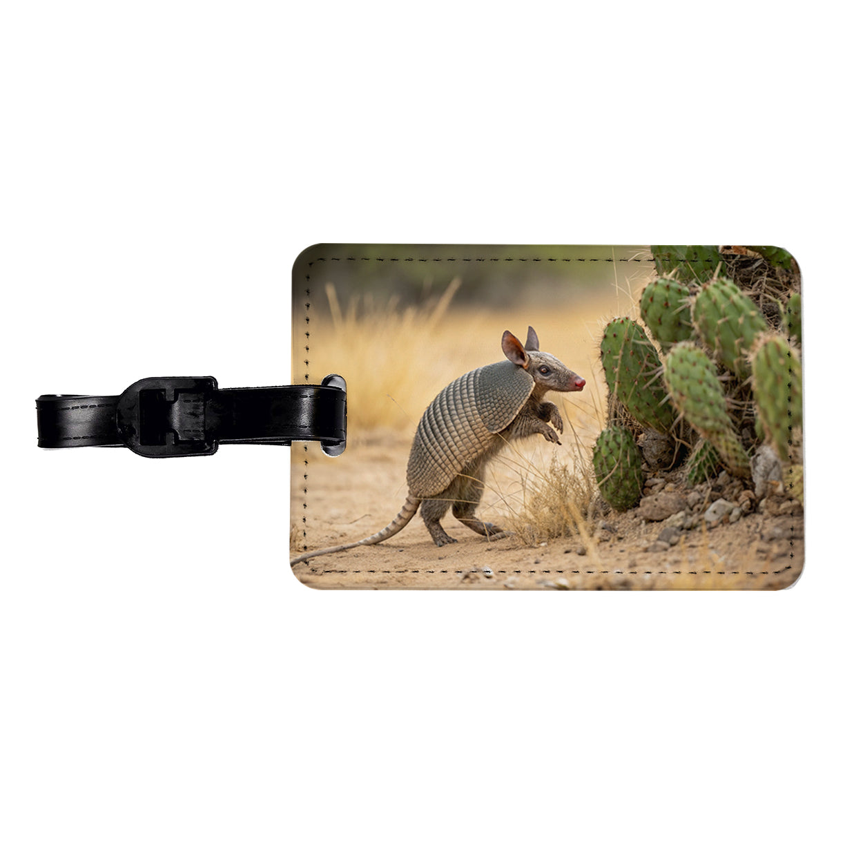 Armadillo In Desert Travel Faux Leather Luggage Tag