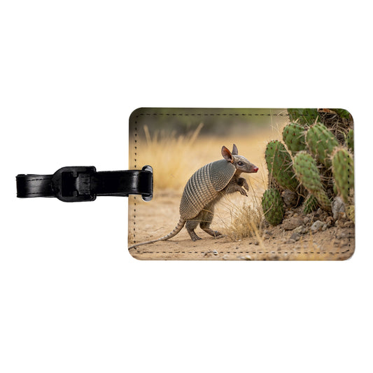 Armadillo In Desert Travel Faux Leather Luggage Tag