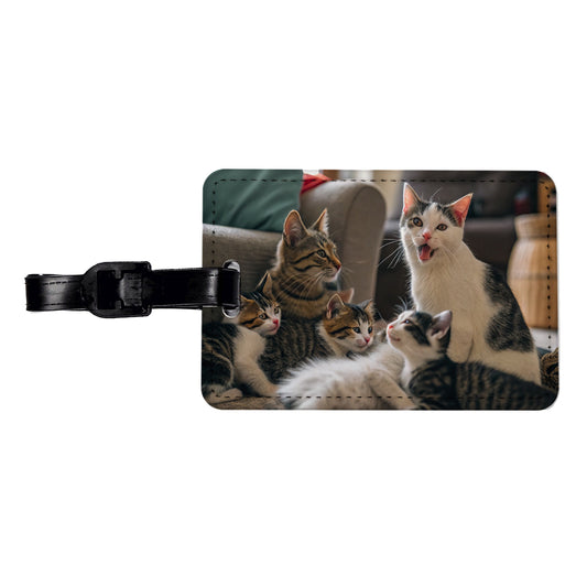 Bunch Of Cats Travel Faux Leather Luggage Tag