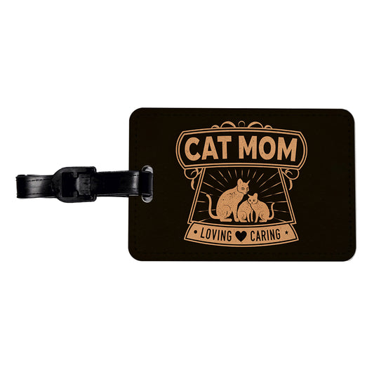 Cat Mom Travel Faux Leather Luggage Tag