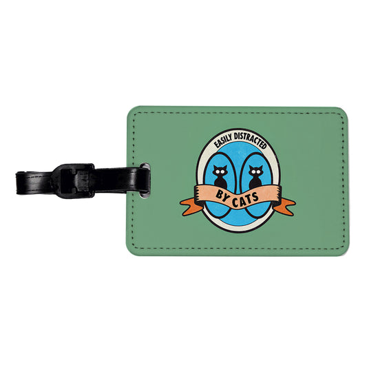 Easily Distracted By Cats Travel Faux Leather Luggage Tag