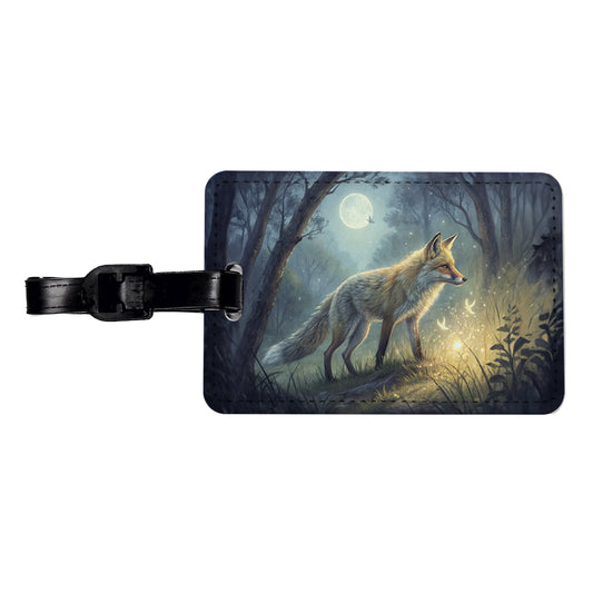 Fox At Night Travel Faux Leather Luggage Tag