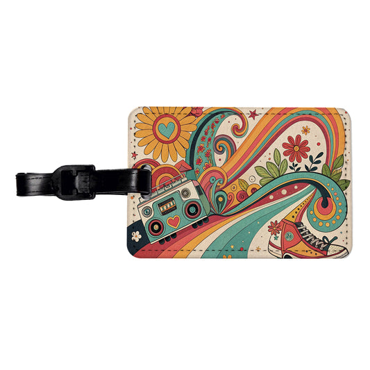 Groovy Design 70's Travel Faux Leather Luggage Tag