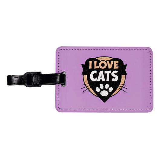 I Love Cats Travel Faux Leather Luggage Tag