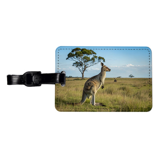 Kangaroo Australia Plain Travel Faux Leather Luggage Tag