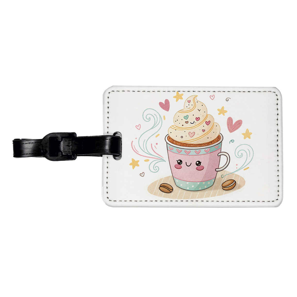 Kawaii Latte Coffee Travel Faux Leather Luggage Tag