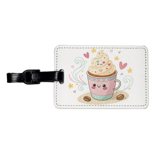 Kawaii Latte Coffee Travel Faux Leather Luggage Tag