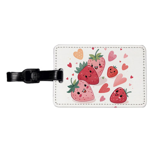 Kawaii Strawberries Hearts Travel Faux Leather Luggage Tag
