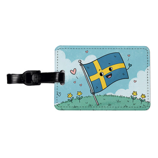Kawaii Sweden Flag Travel Faux Leather Luggage Tag