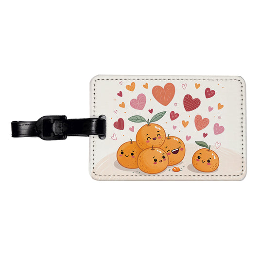 Kawaii Tangerines Hearts Travel Faux Leather Luggage Tag