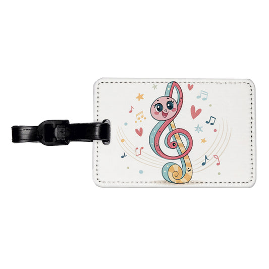 Kawaii Treble Clef Music Travel Faux Leather Luggage Tag