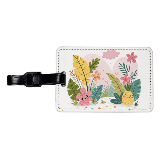 Kawaii Tropical Plants Travel Faux Leather Luggage Tag