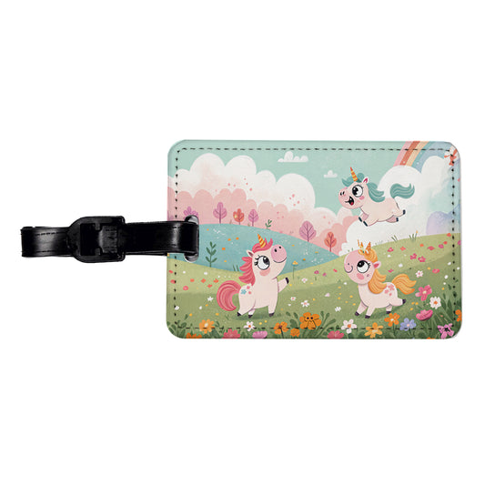 Kawaii Unicorns Travel Faux Leather Luggage Tag