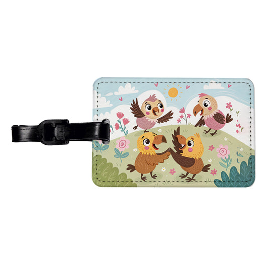 Kawaii Vultures Birds Travel Faux Leather Luggage Tag