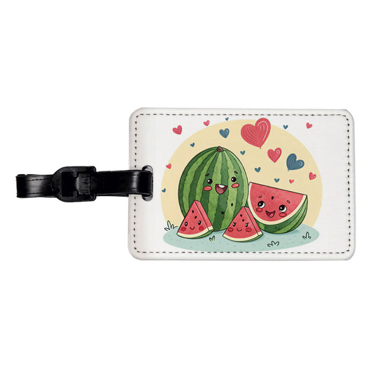 Kawaii Watermelon Hearts Travel Faux Leather Luggage Tag