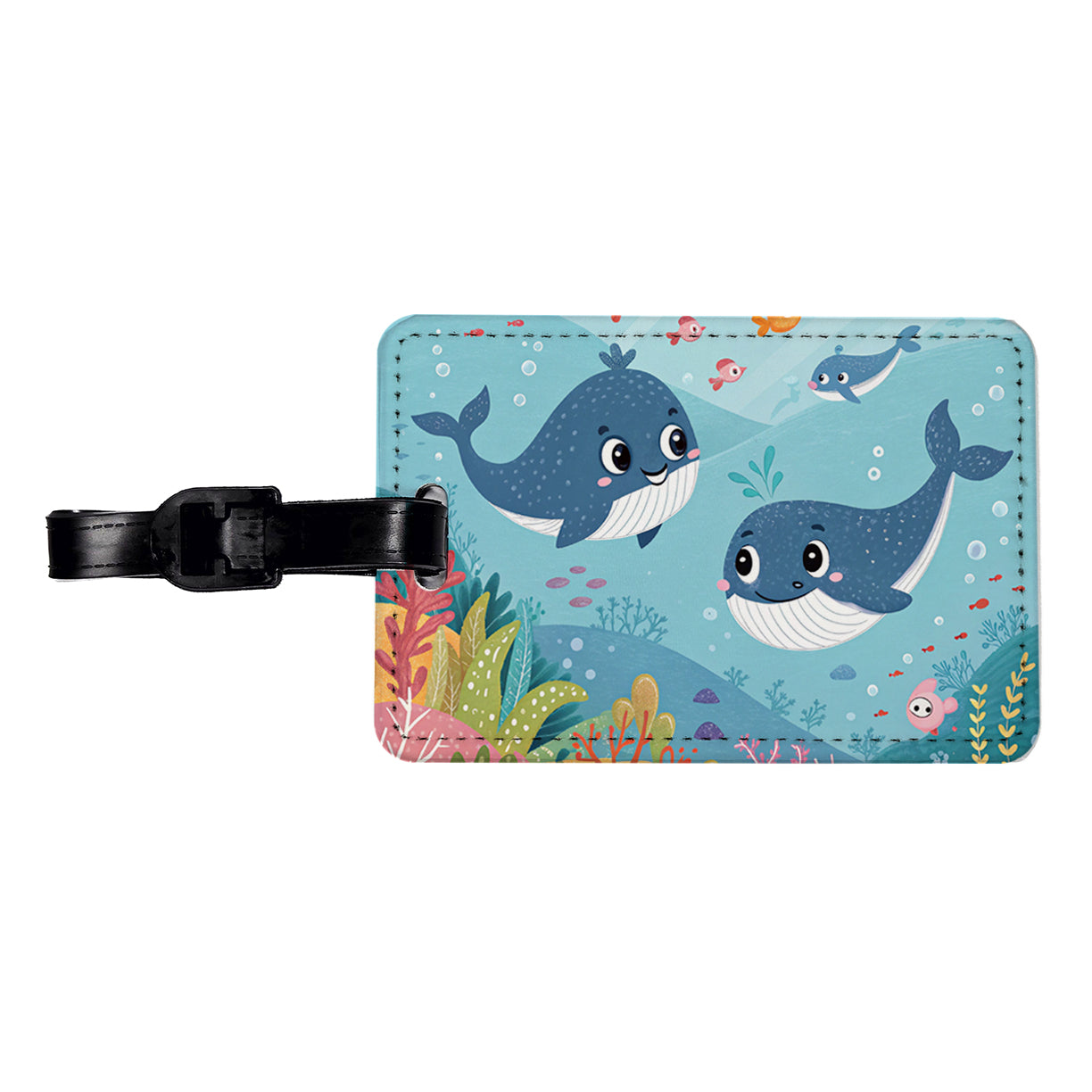 Kawaii Whales Travel Faux Leather Luggage Tag