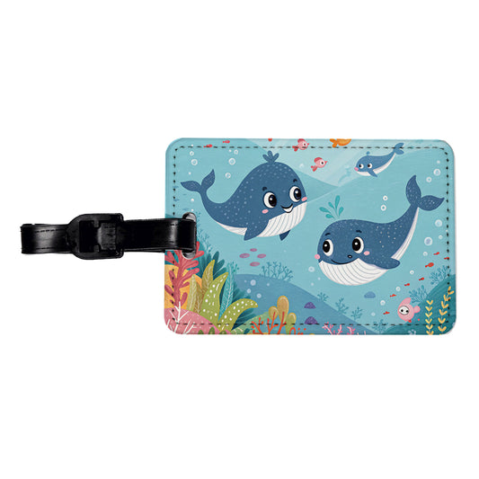 Kawaii Whales Travel Faux Leather Luggage Tag