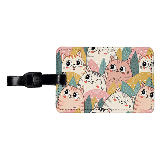 Lots Of Kawaii Adorable Cats Travel Faux Leather Luggage Tag