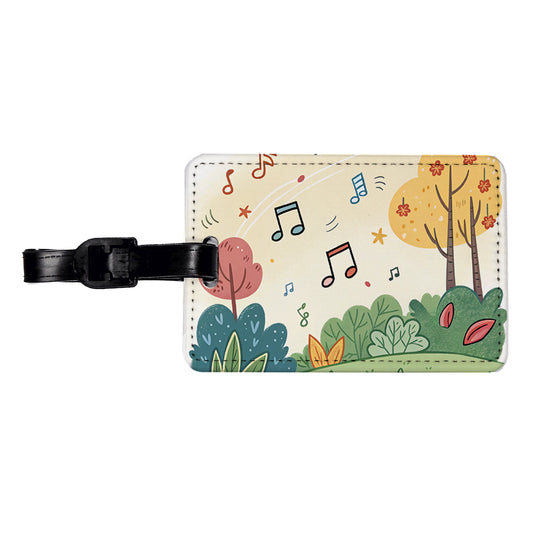 Music Notes Musical Musician Travel Faux Leather Luggage Tag