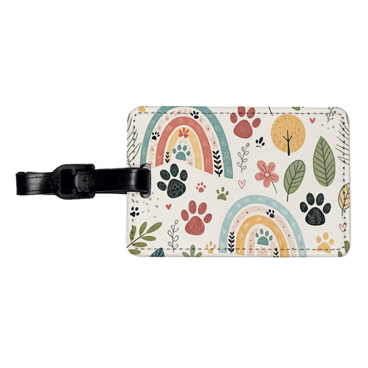Paw Prints Cute Rainbows Travel Faux Leather Luggage Tag