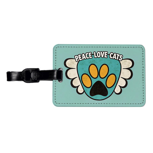 Peace Love Cats Cute Travel Faux Leather Luggage Tag