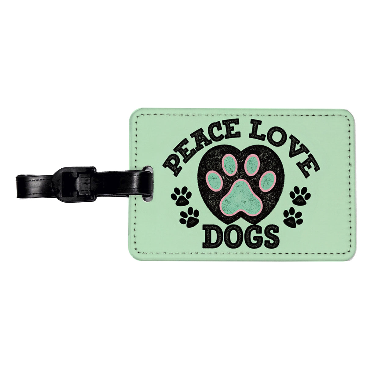 Peace Love Dogs Cute Travel Faux Leather Luggage Tag