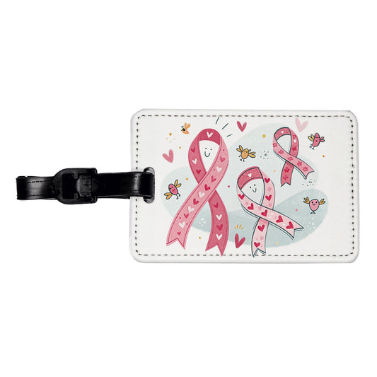 Pink Cancer Awareness Ribbons Travel Faux Leather Luggage Tag